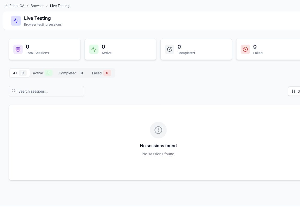 BrowserHub Live Testing empty state