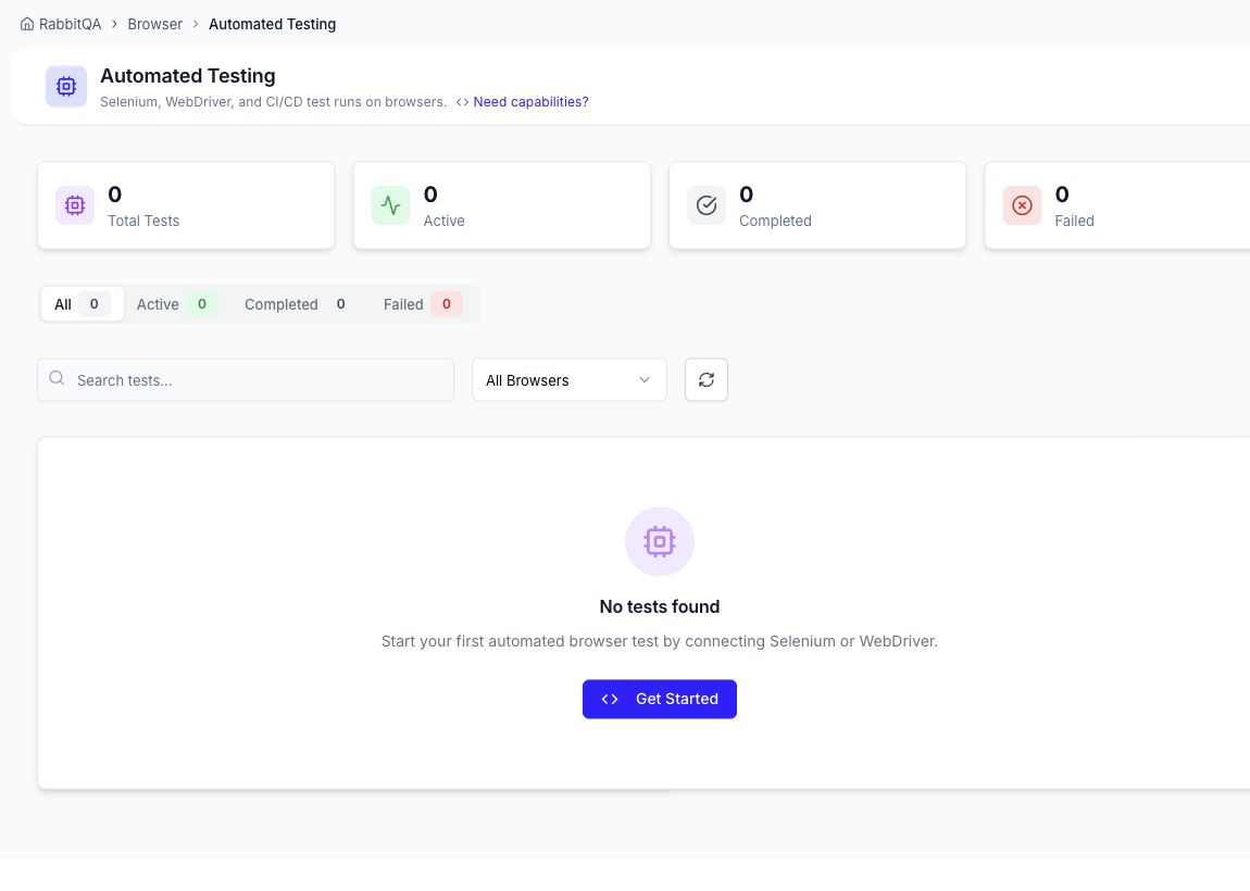 BrowserHub Automated Testing empty state