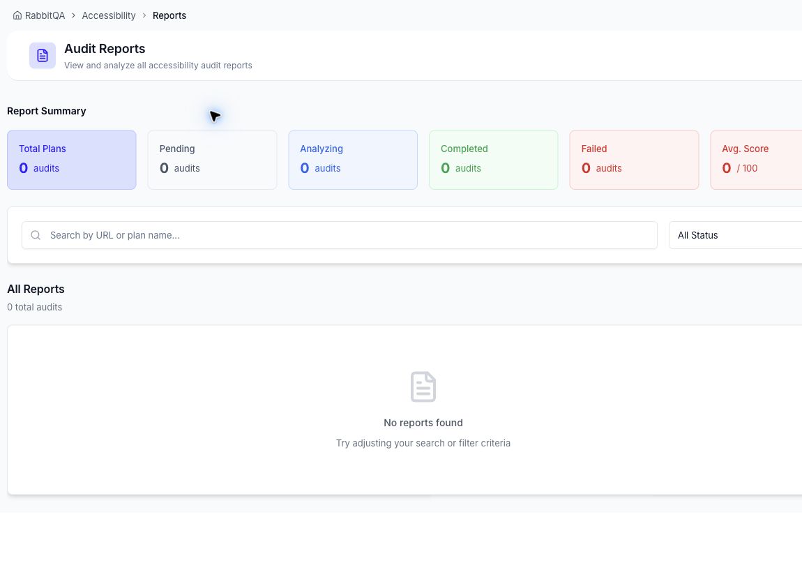 Accessibility Audit Reports page
