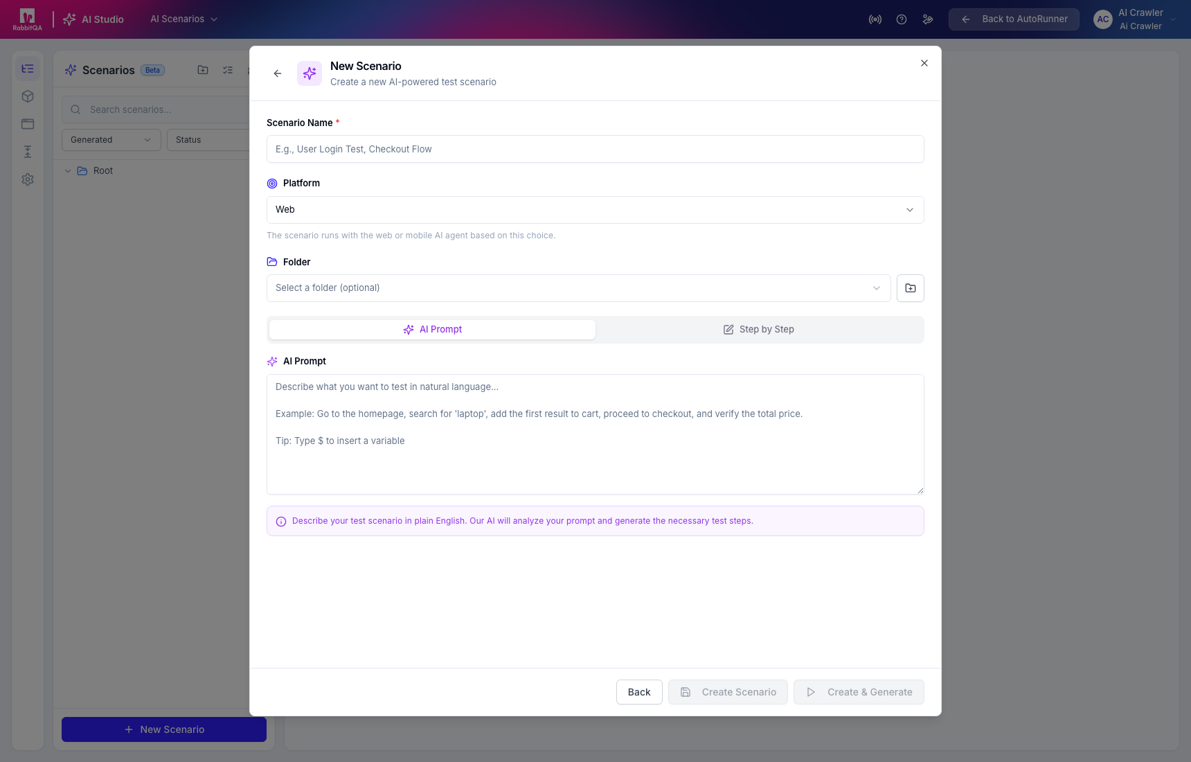 AI prompt authoring form