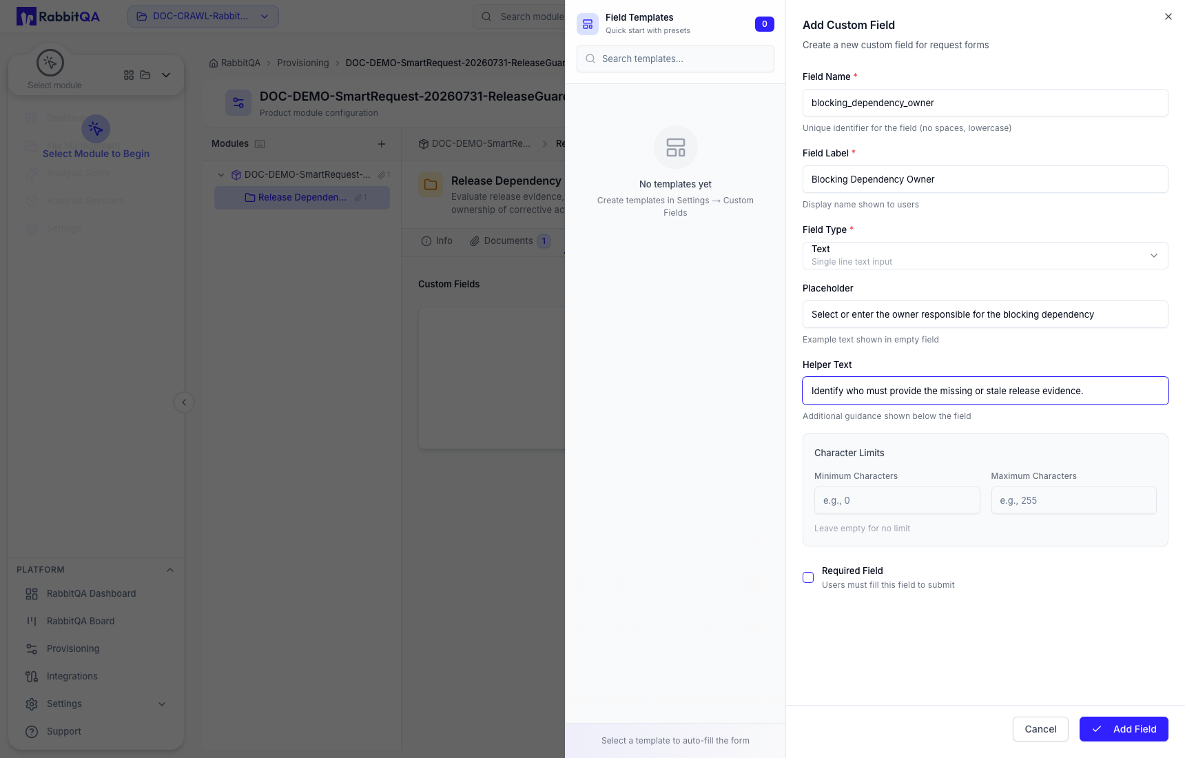 Module custom-field definition