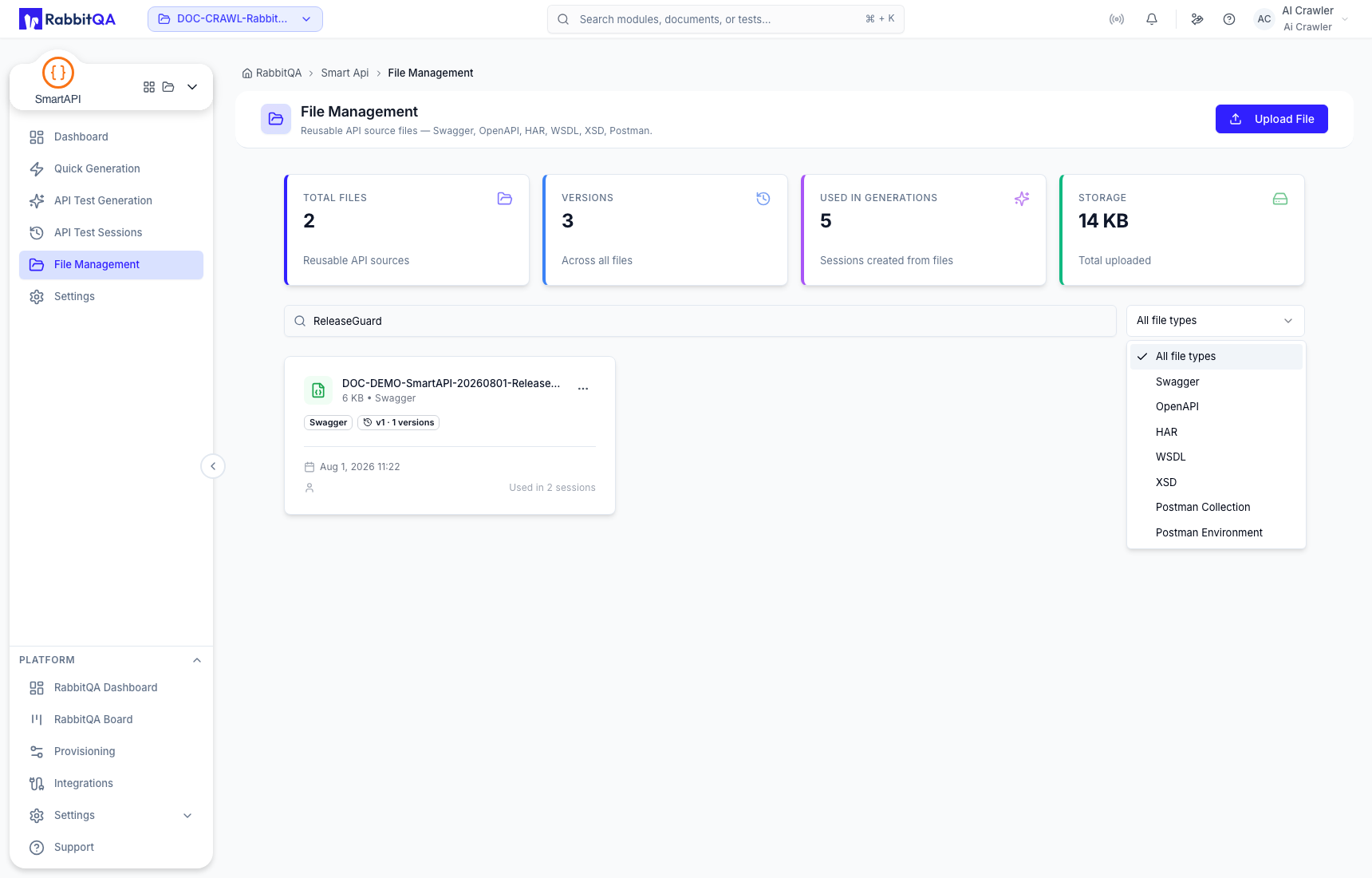 File Management source-type filters