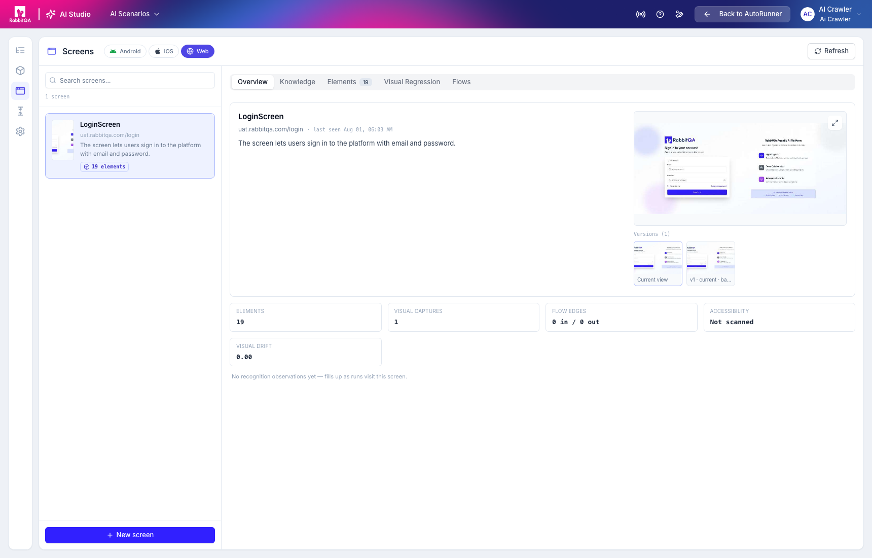 Screen overview
