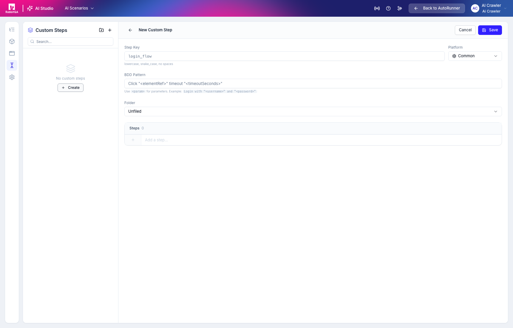 New custom step fields