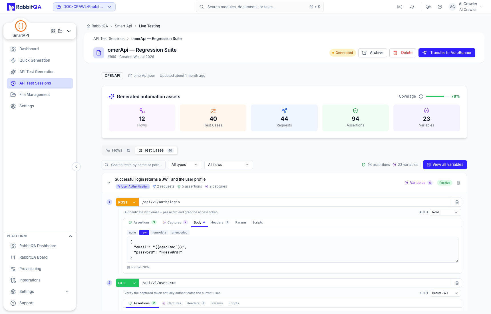 Generated request body editor