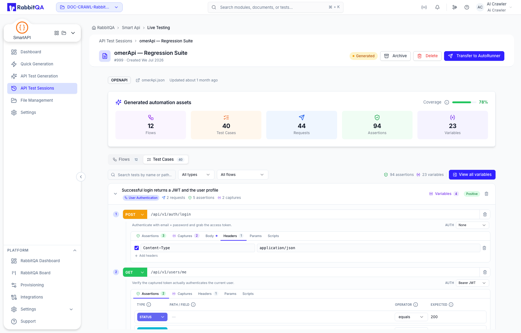 Generated request header editor