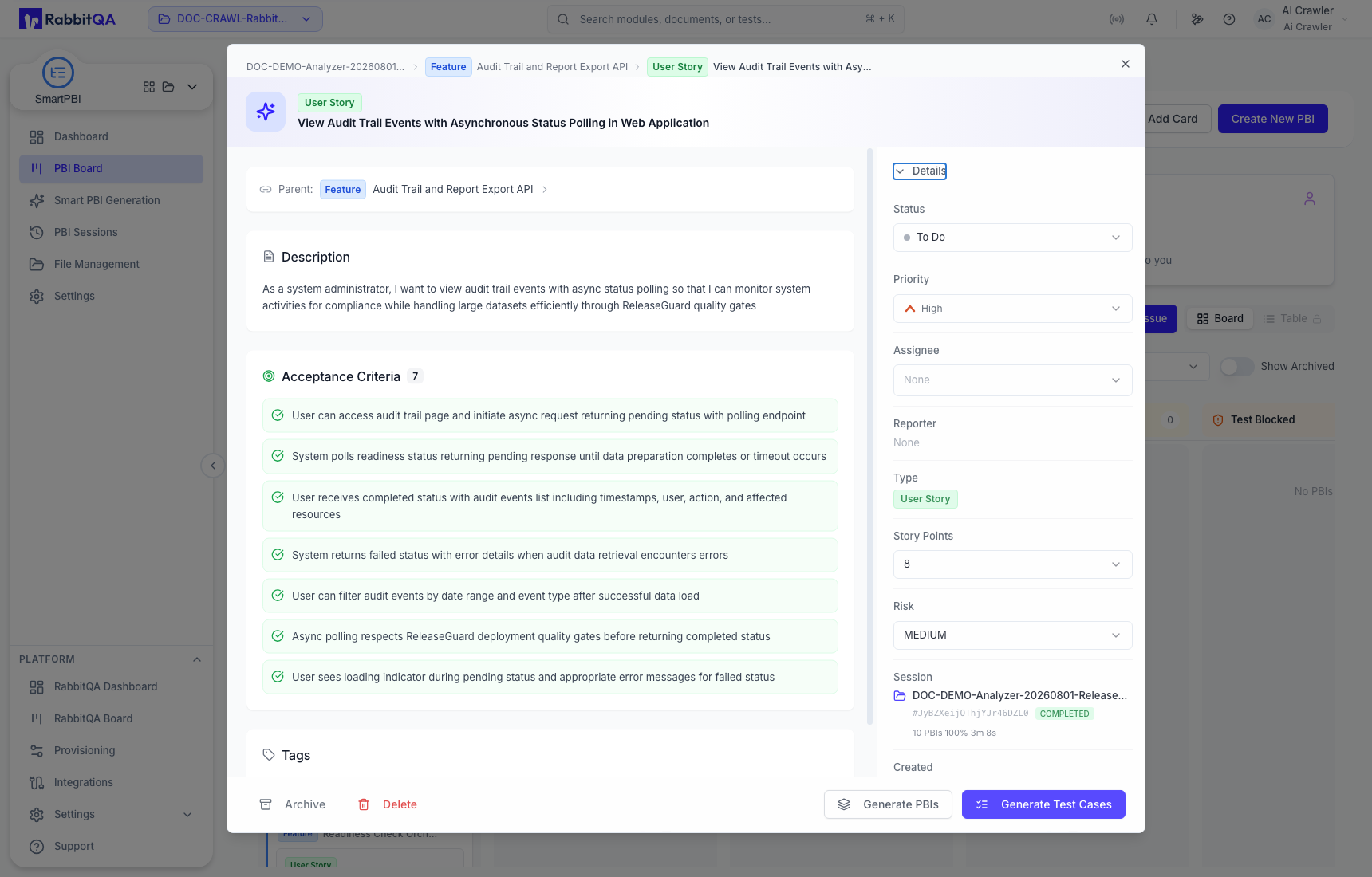 Board User Story detail