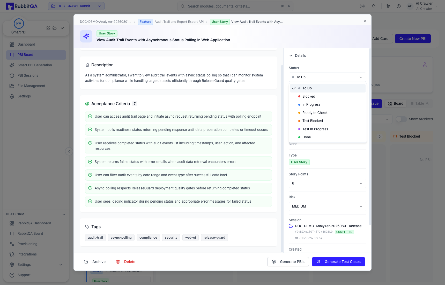 Board workflow-status options