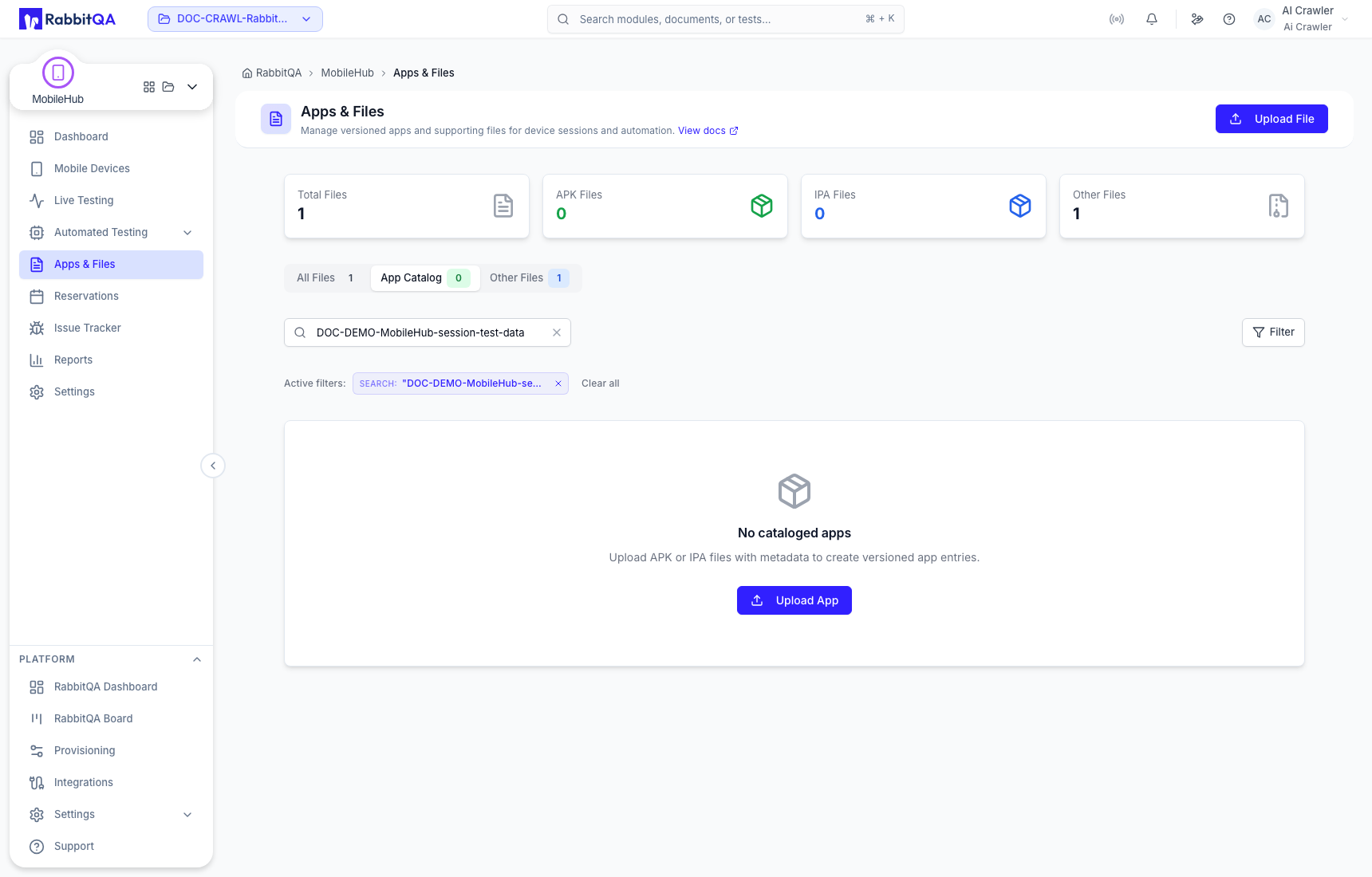 Versioned app catalog