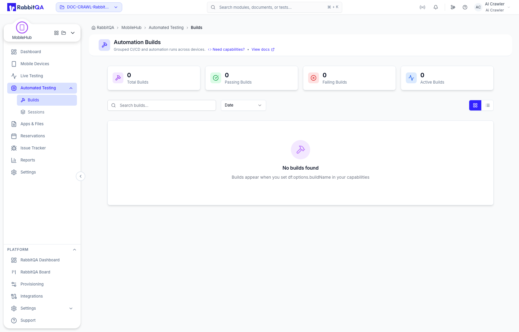 Automation builds and build filters