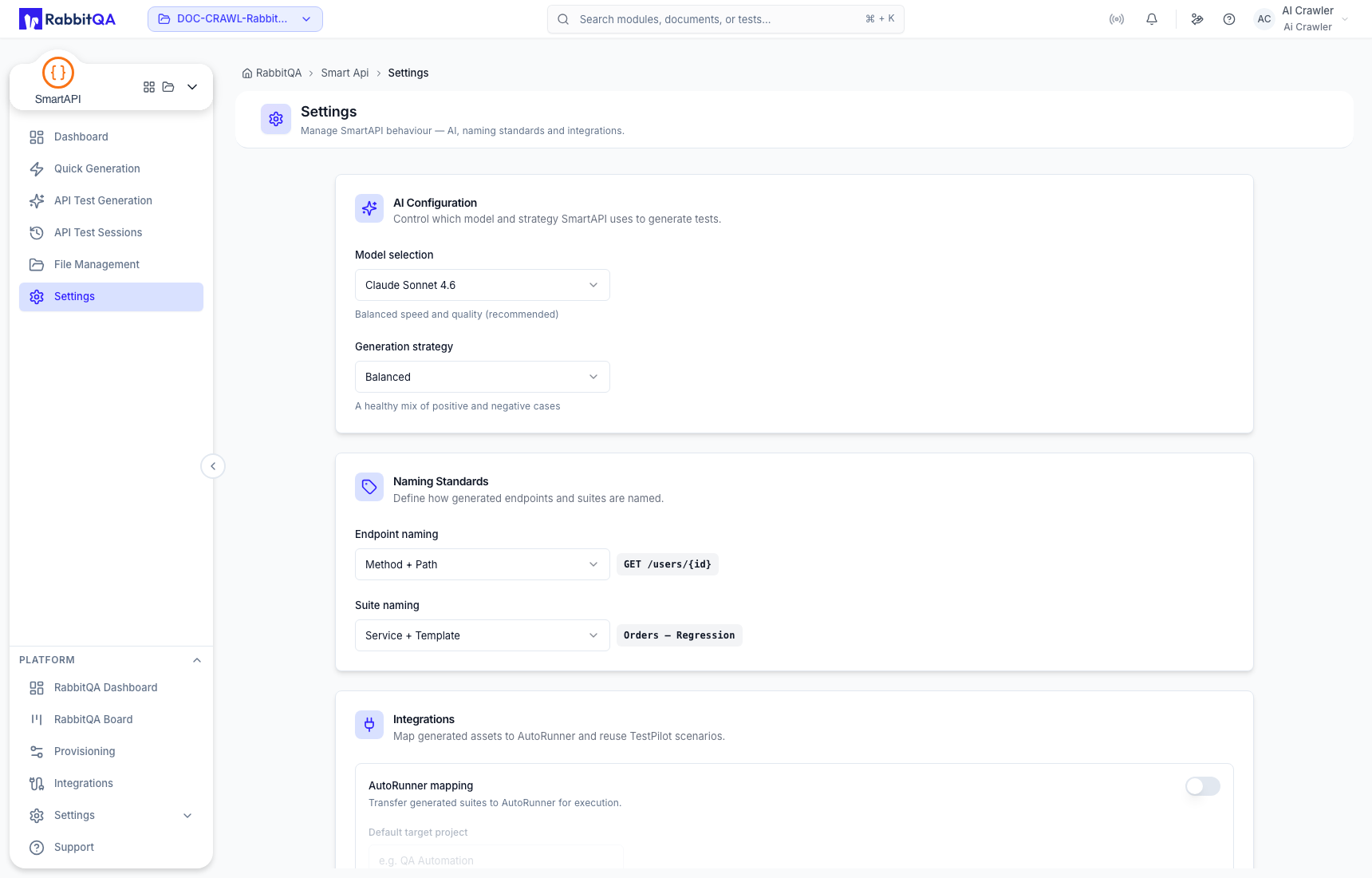 SmartAPI project settings