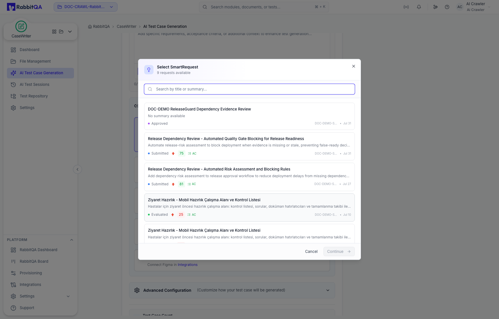 SmartRequest source selector