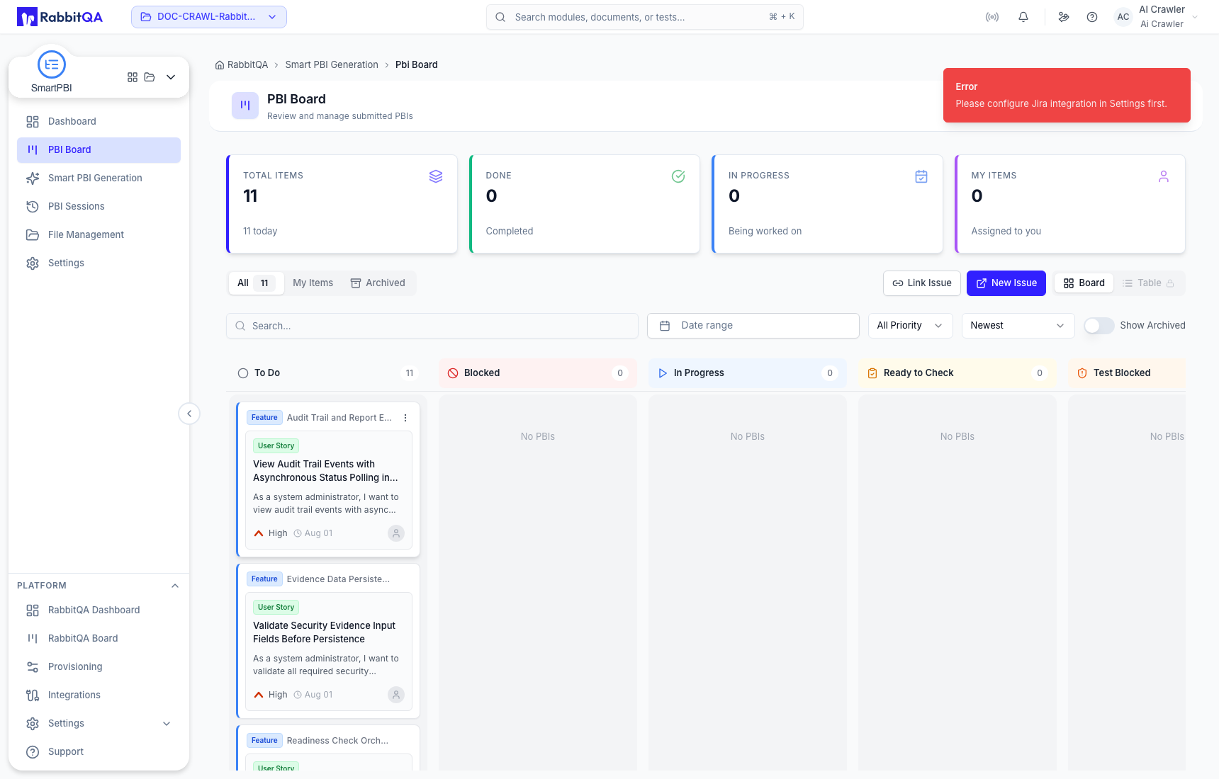 Jira integration requirement