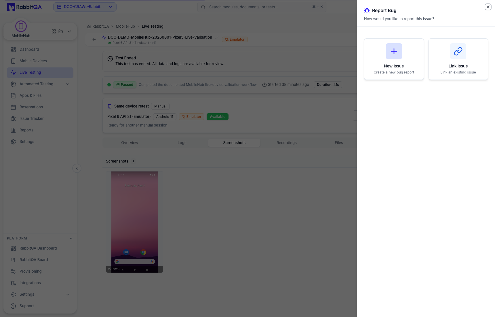 New or linked screenshot issue