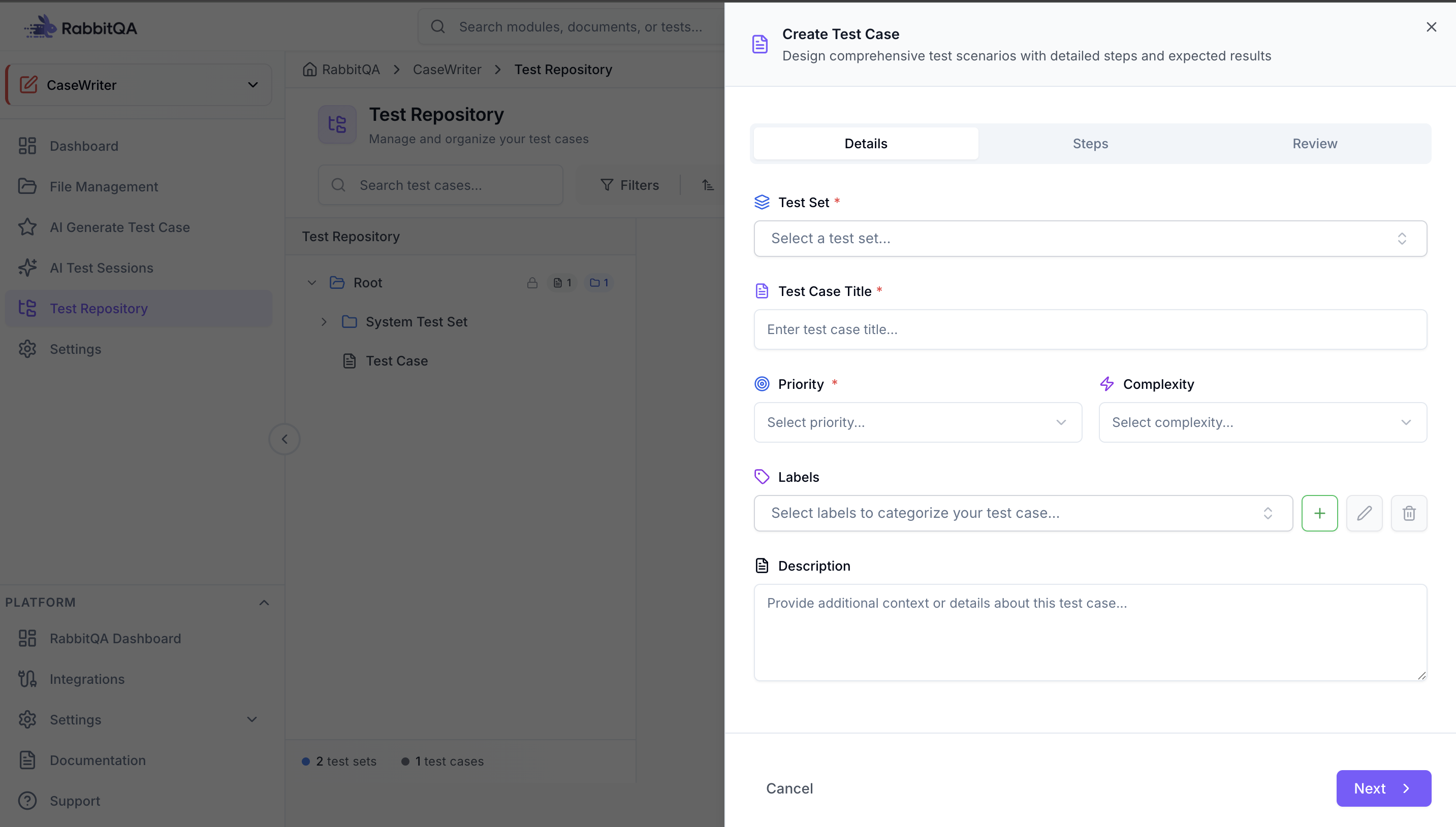 Manual Test Case Creation