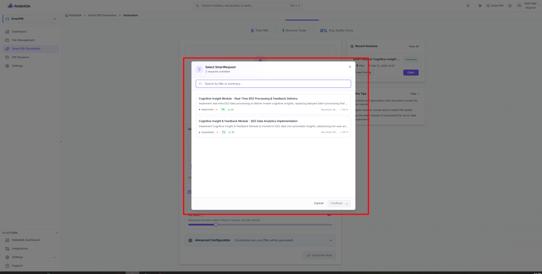PBI generation configuration options
