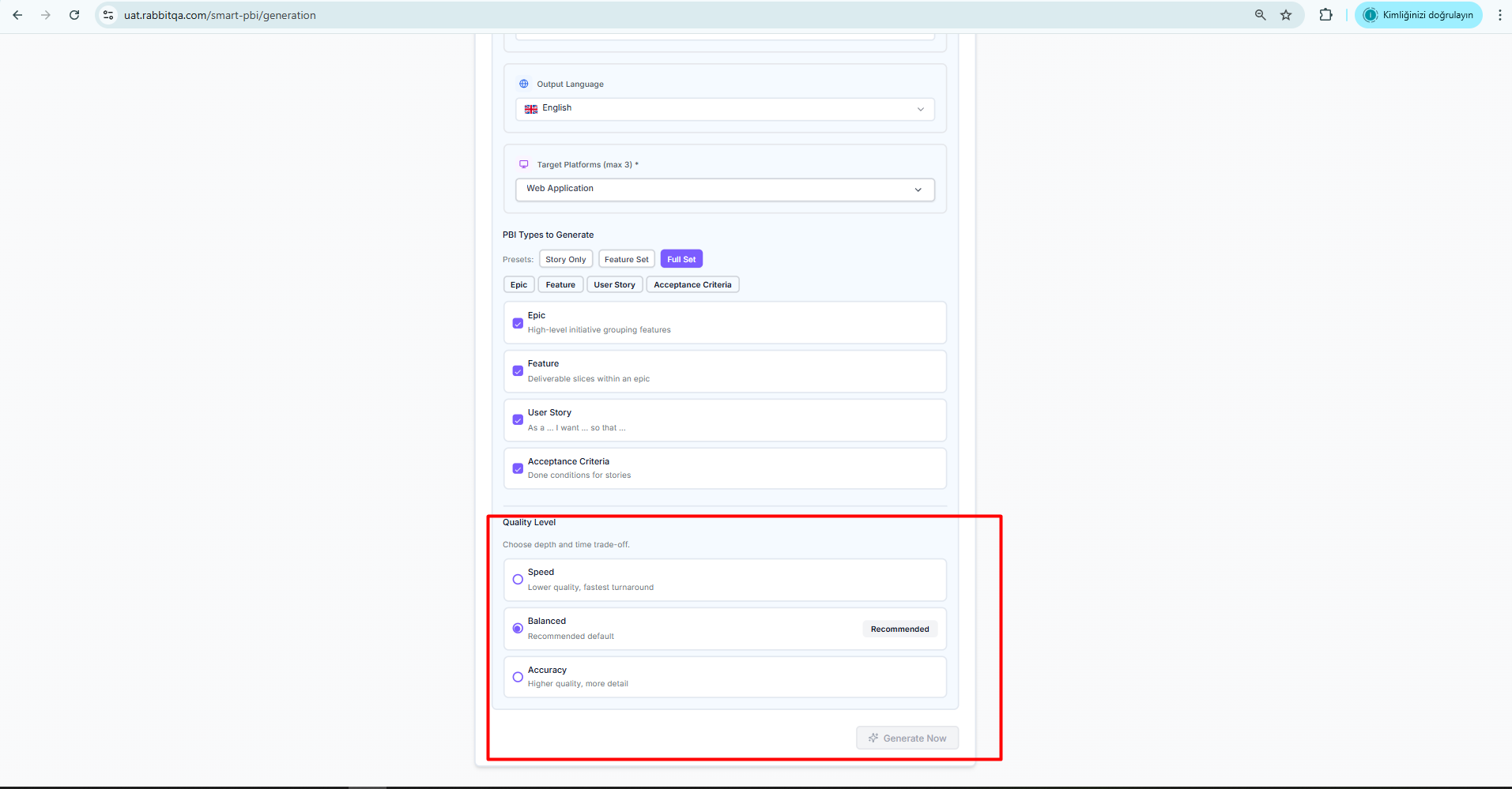 PBI generation export options