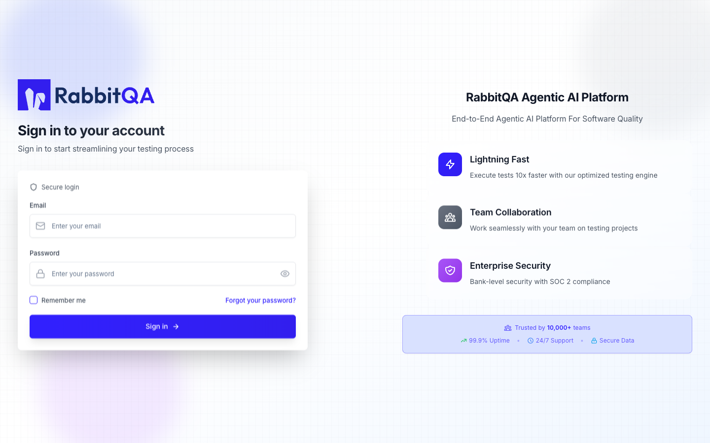 Sign in to RabbitQA