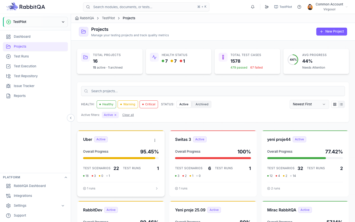 Projects view