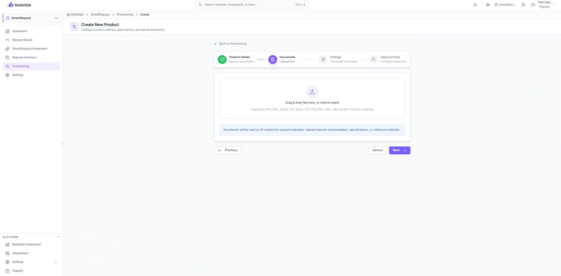 Document upload for product references