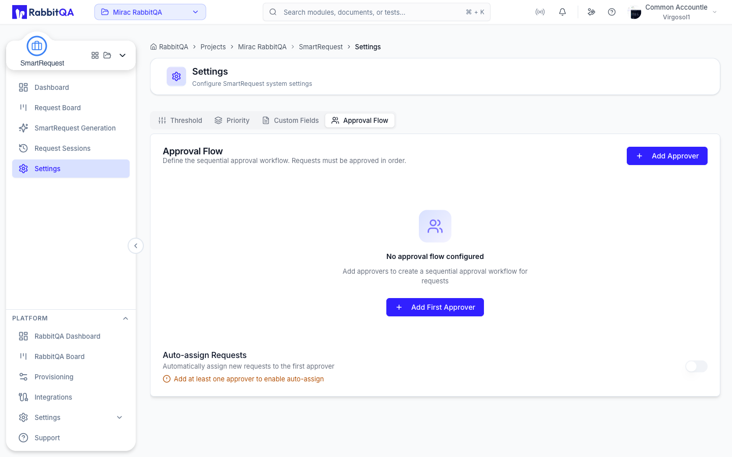 Global approval chain setup