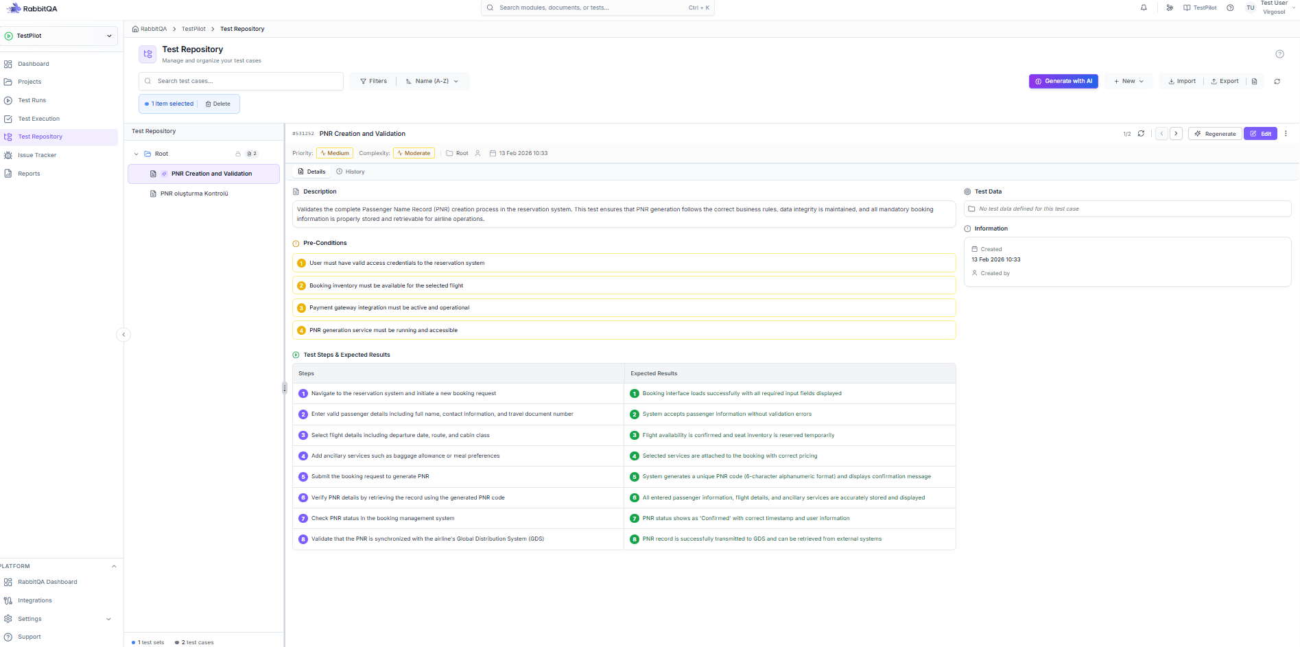 Test Repository overview