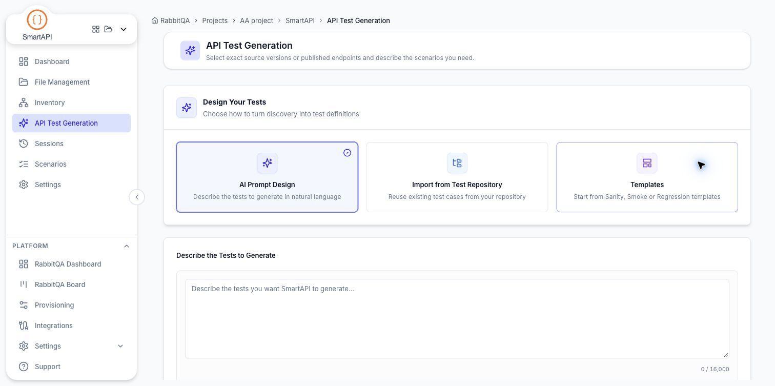 Current API test design methods and prompt input