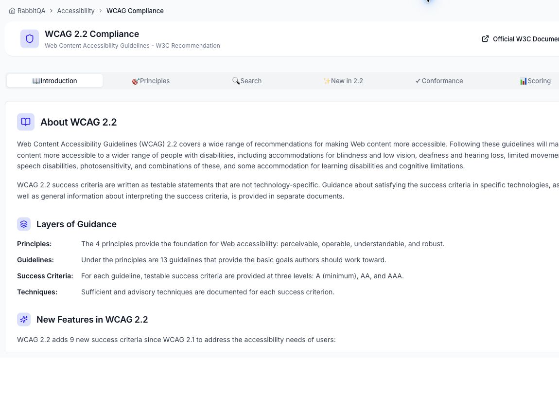 WCAG 2.2 introduction in RabbitQA
