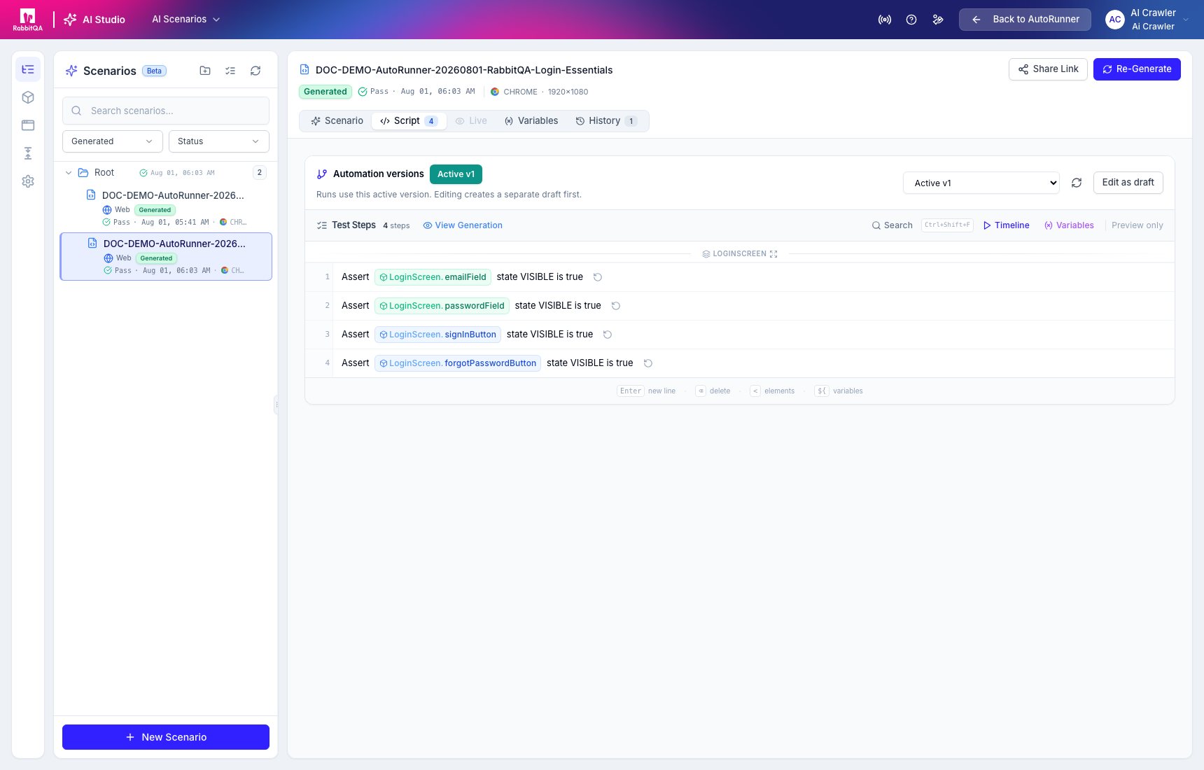 Active generated automation