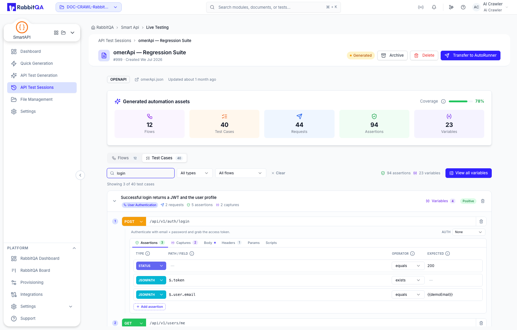 Generated test-case search