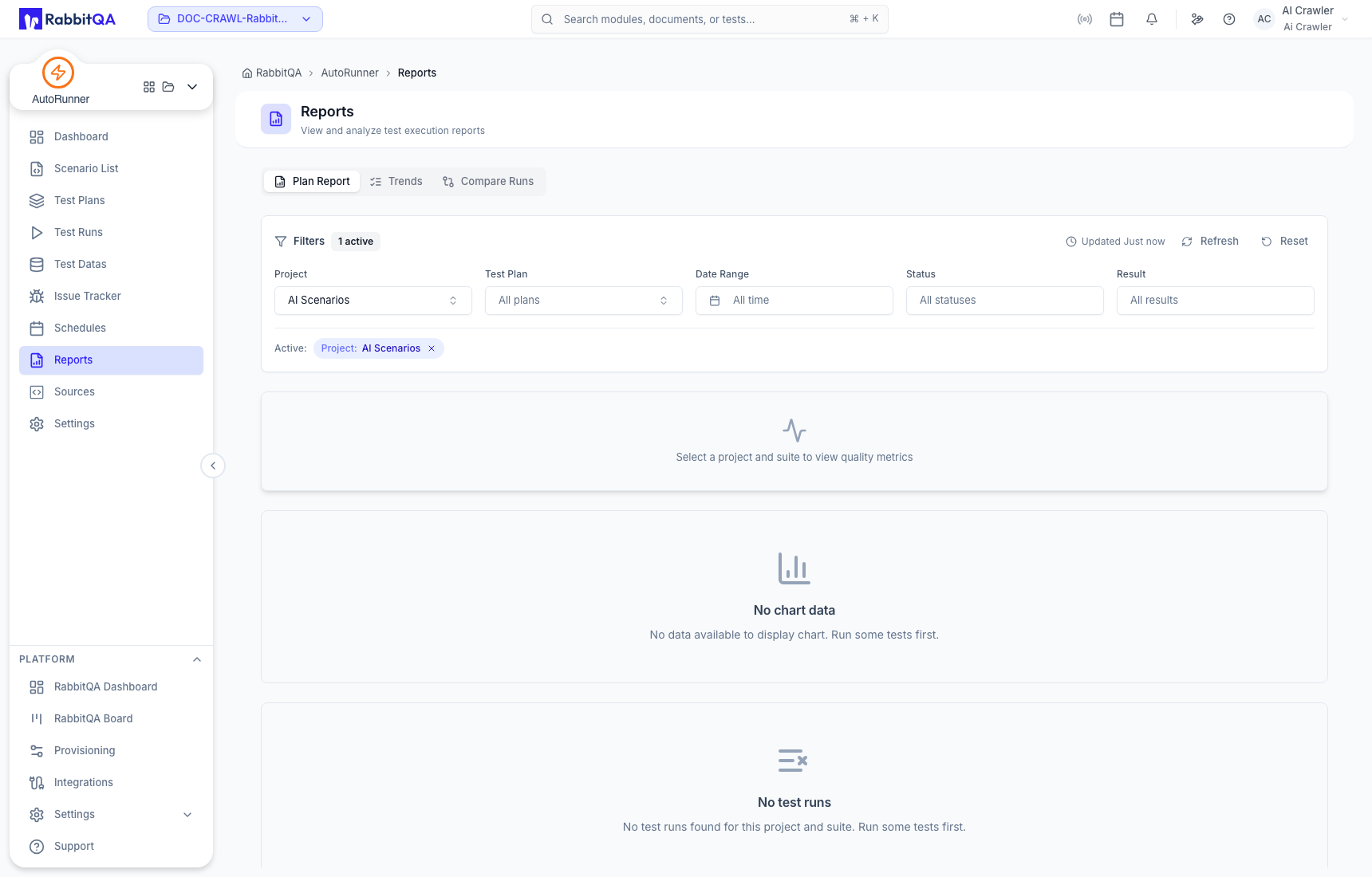 Plan Report filters