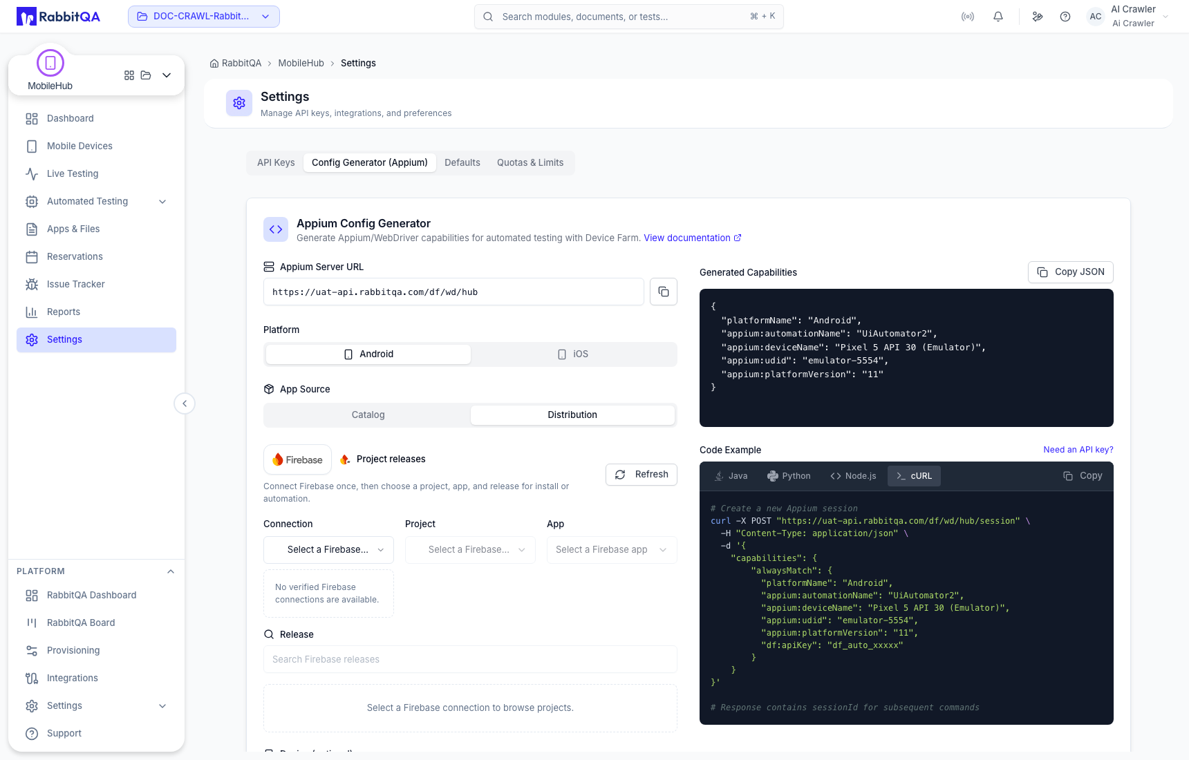 Firebase app distribution source
