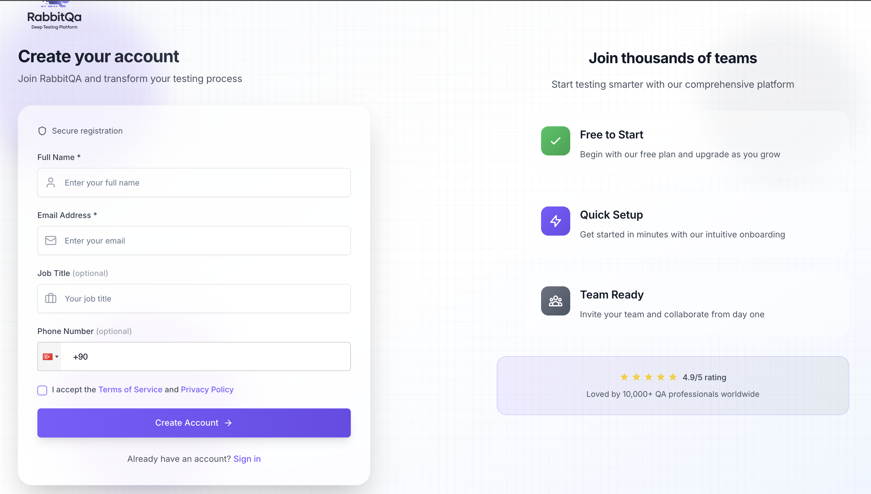 Sign Up / Login Screenshot 2